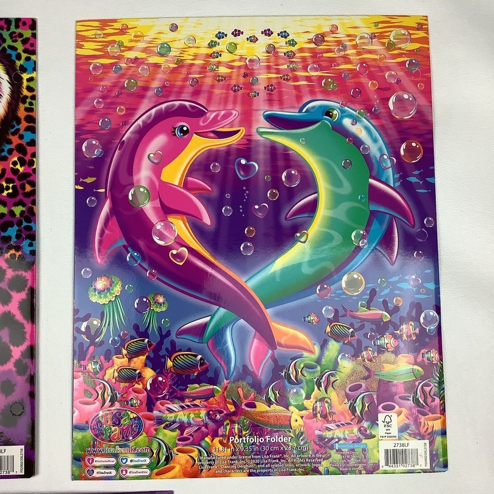Lisa Frank Portfolio Folders Hunter Dancing Dolphins Rainbow Mischief Lot of 3 - Picture 6 of 10